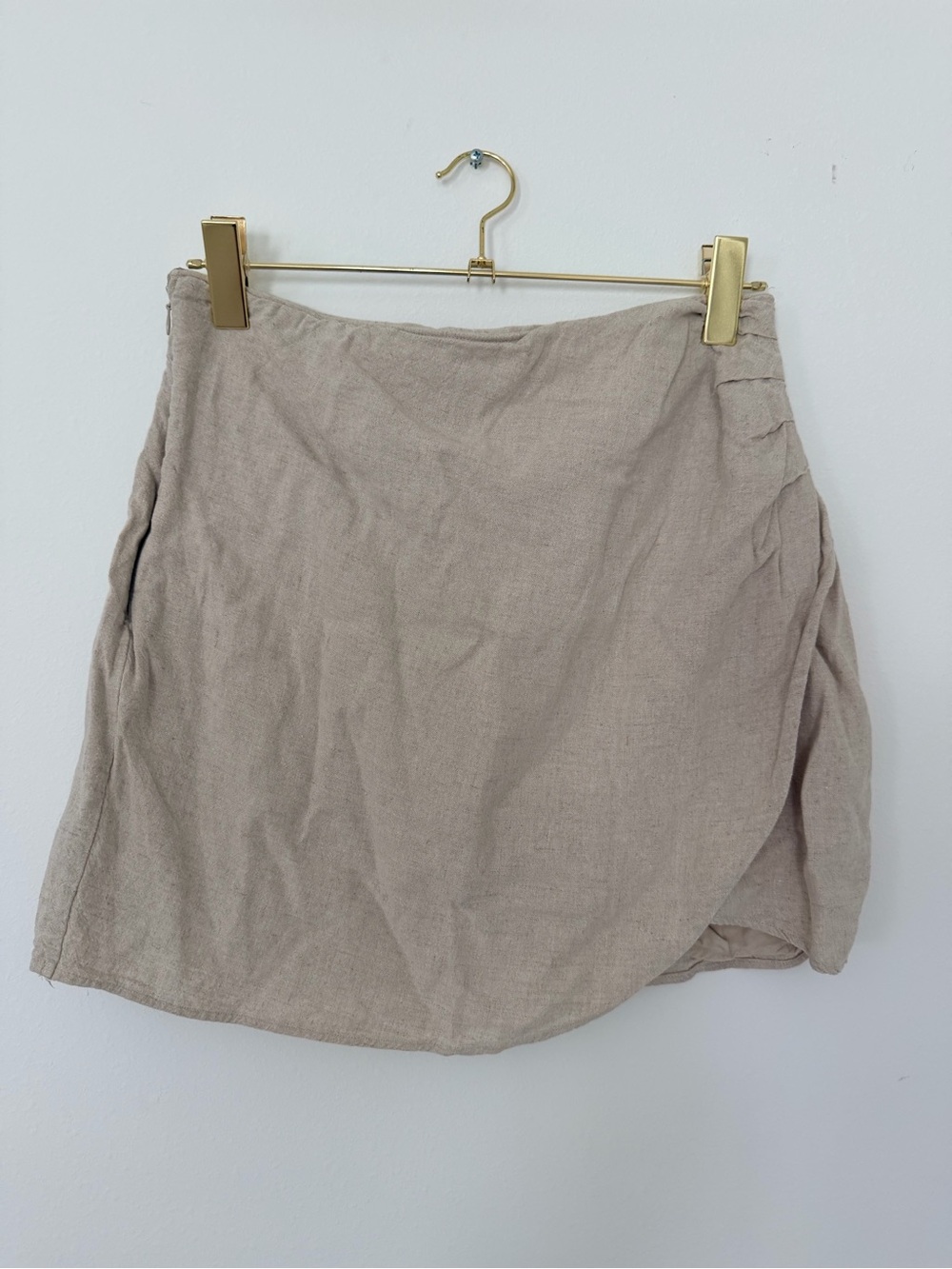 Abercrombie & Fitch Neutral Beige Draped Linen Wrap Mini Skirt lined size medium